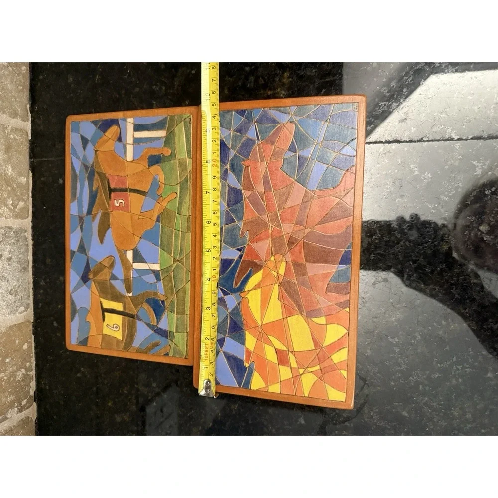 Wooden Horse Wall Hanging Plaque Art‎ Equestrian Western Kentucky Derby Set Of 2